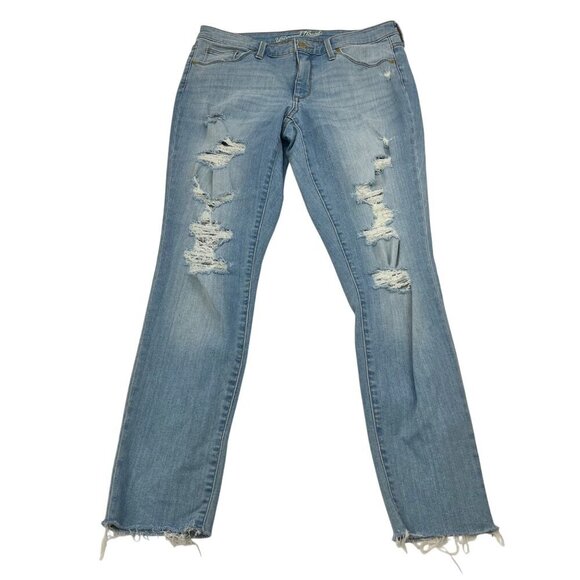 Universal Thread Womens Mid Rise Skinny Jeans Distressed Frayed Size 10/30R - Picture 1 of 9